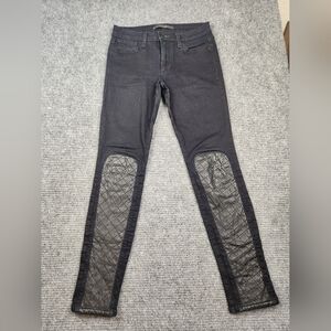 Joe's Jeans Women's Skinny Jeans Faux Leather Patch on Legs Size 27 Moto Rock
